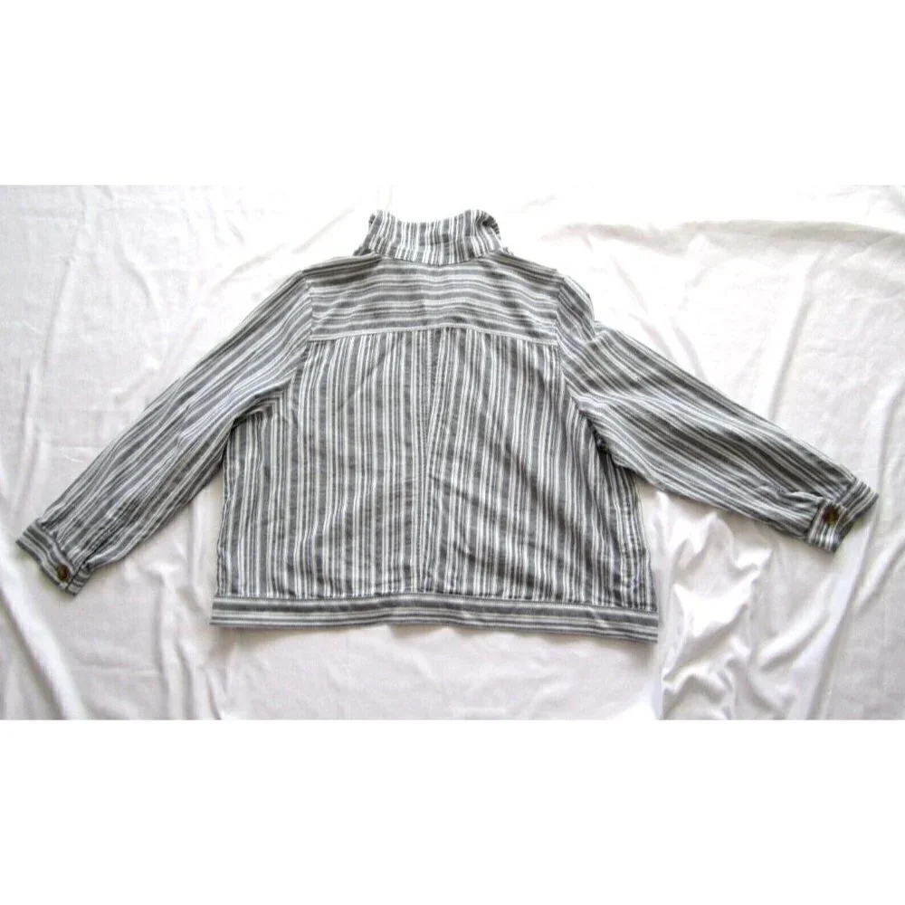 Women's 89th Madison Button Down Stripe Cotton Jacket Sz 2X (WJ14)‎